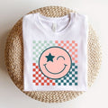 Checkered Colorful Smiley Face Crew Tee - RaeLynns Boutique