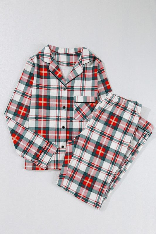 Christmas Plaid Two Piece Long Sleeve Pajamas Set - RaeLynns Boutique