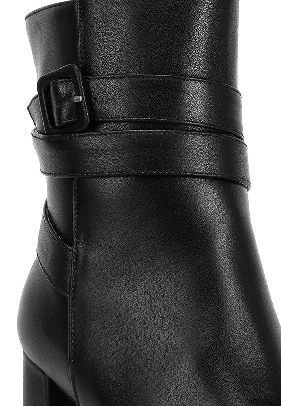 Cobra Buckle Strap Embellished Boots - RaeLynns Boutique