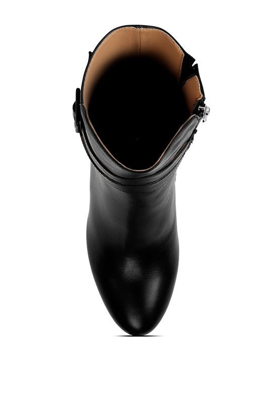 Cobra Buckle Strap Embellished Boots - RaeLynns Boutique