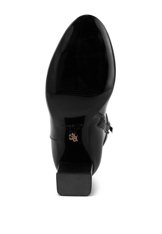 Cobra Buckle Strap Embellished Boots - RaeLynns Boutique