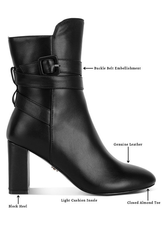 Cobra Buckle Strap Embellished Boots - RaeLynns Boutique