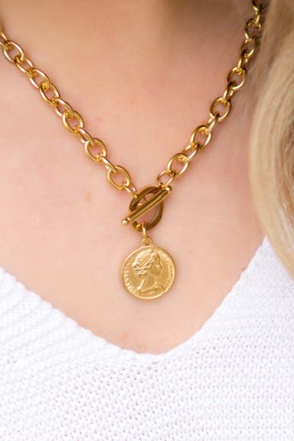 Coin Accent Chain Necklace - RaeLynns Boutique