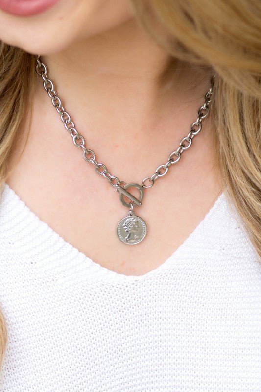 Coin Accent Chain Necklace - RaeLynns Boutique
