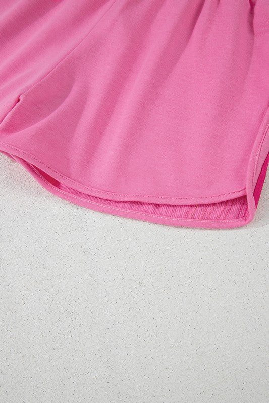 Color Block Elastic High Waist Active Shorts - Raelynns&Co