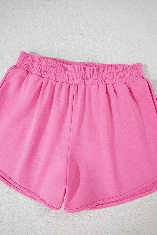 Color Block Elastic High Waist Active Shorts - Raelynns&Co
