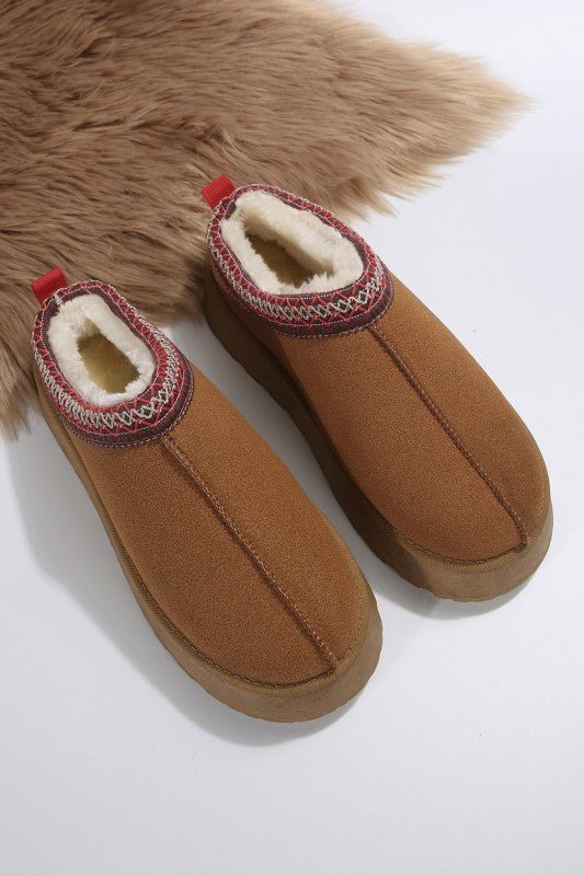 Contrast Print Suede Plush Lined Snow Boots - RaeLynns Boutique