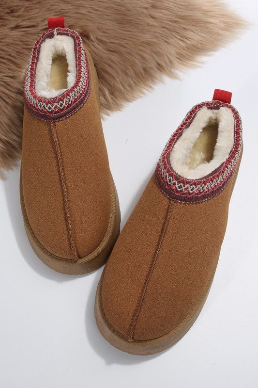 Contrast Print Suede Plush Lined Snow Boots - RaeLynns Boutique