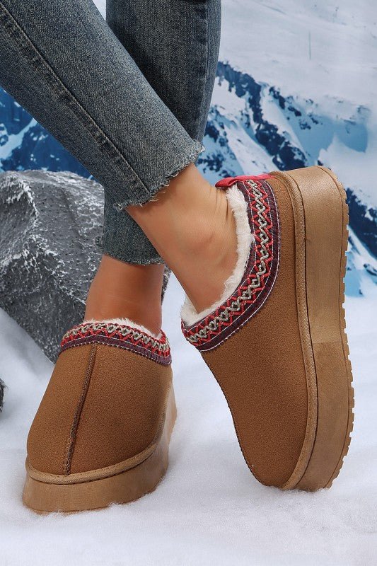 Contrast Print Suede Plush Lined Snow Boots - RaeLynns Boutique