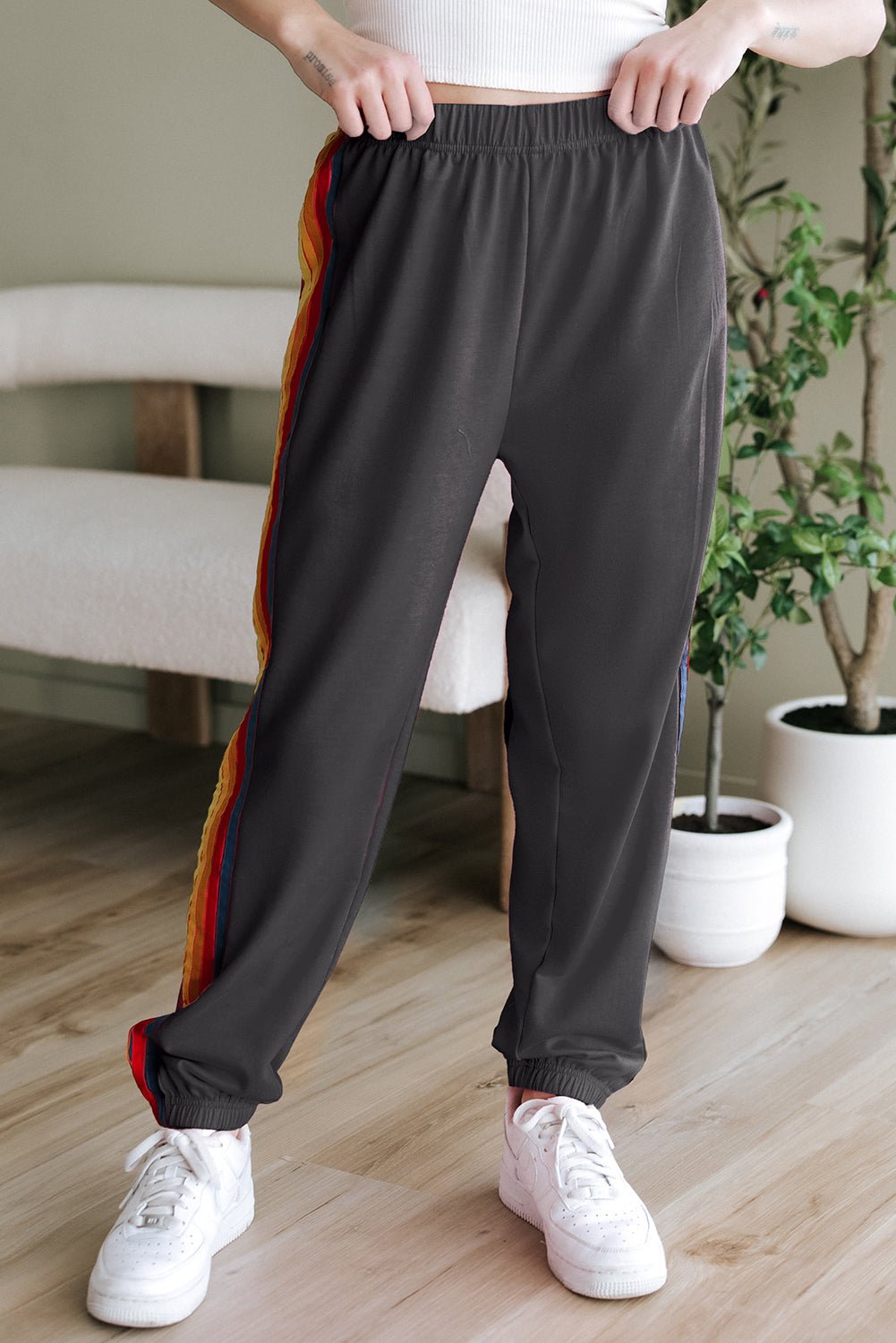 Dearlove Dark Grey Counting Rainbows High Waist Sweatpants - Raelynns&Co