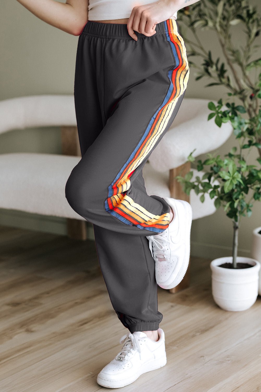 Dearlove Dark Grey Counting Rainbows High Waist Sweatpants - Raelynns&Co