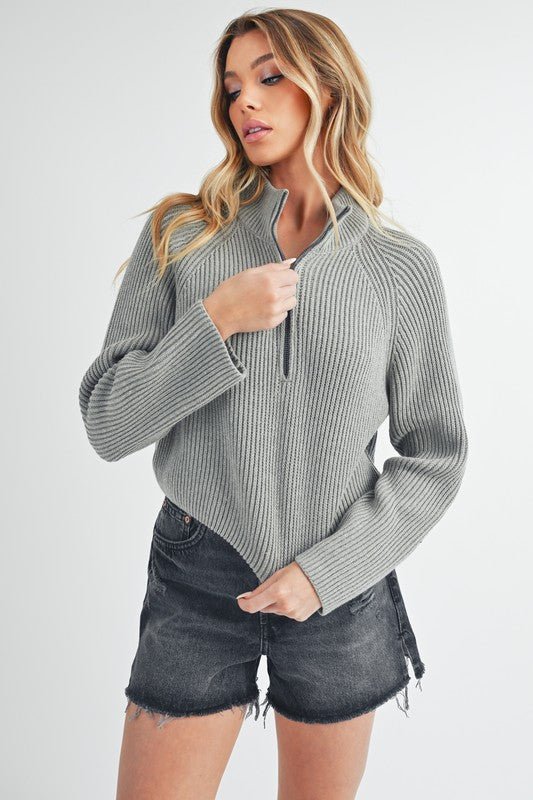 Debbie Half - Zip Sweater - RaeLynns Boutique