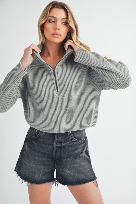 Debbie Half - Zip Sweater - RaeLynns Boutique