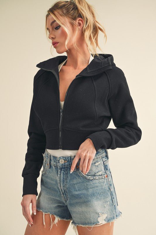Deva Cropped Hooded Jacket - RaeLynns Boutique