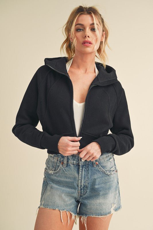 Deva Cropped Hooded Jacket - RaeLynns Boutique