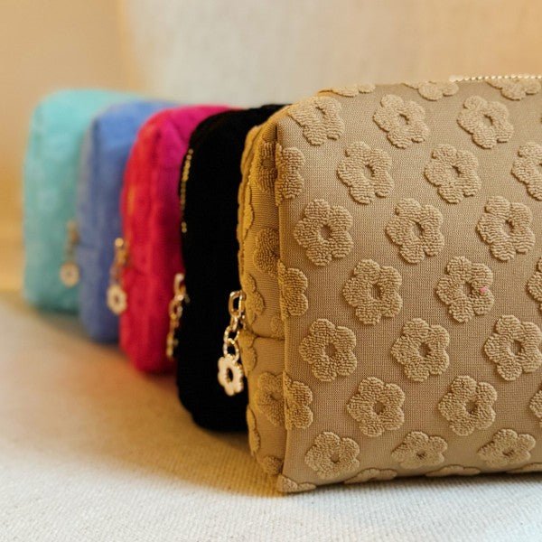 Embossed Daisy Blossom Cosmetic Case - RaeLynns Boutique