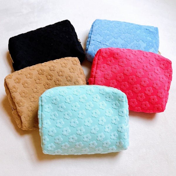Embossed Daisy Blossom Cosmetic Case - RaeLynns Boutique