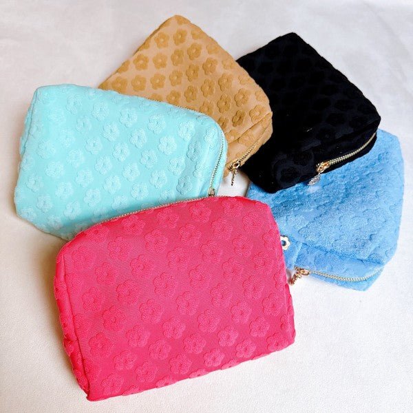 Embossed Daisy Blossom Cosmetic Case - RaeLynns Boutique