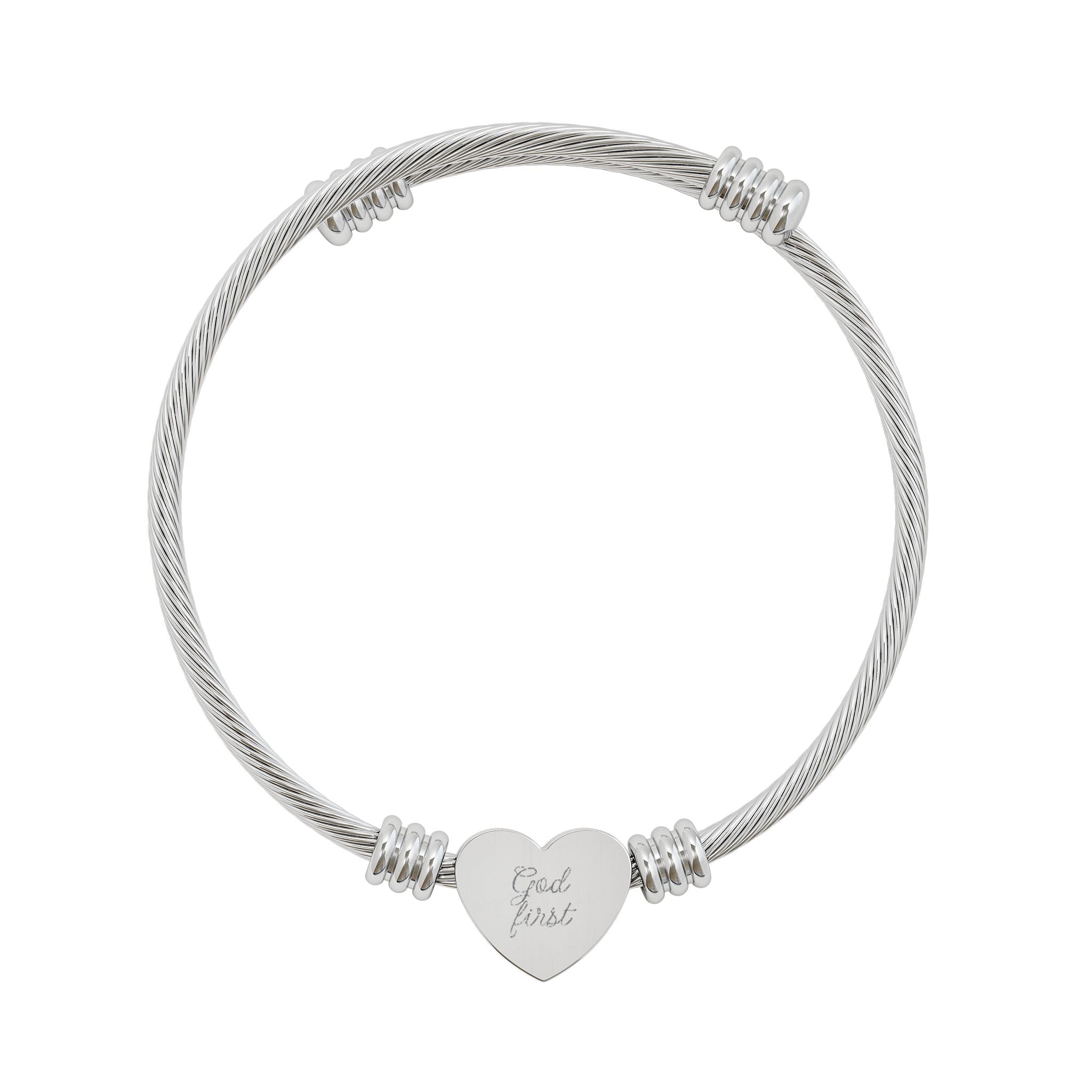 Engravable Heart Cuff Bracelet — Personalized Stainless Steel Bangle for Gifts & Anniversaries - RaeLynns Boutique