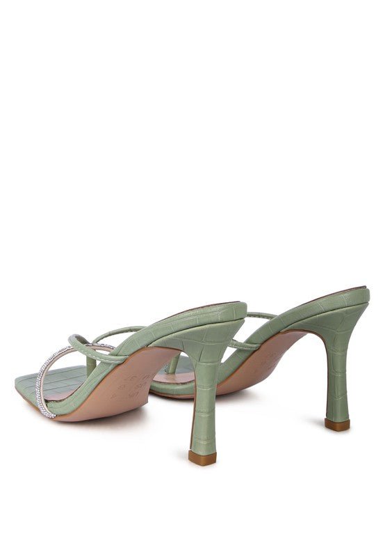 FETISH CROC RHINESTONE SLIDER SANDALS - RaeLynns Boutique