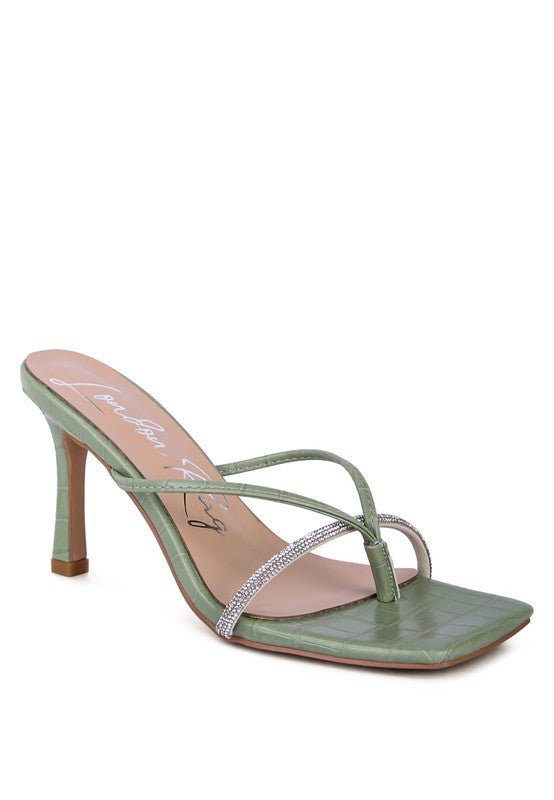 FETISH CROC RHINESTONE SLIDER SANDALS - RaeLynns Boutique