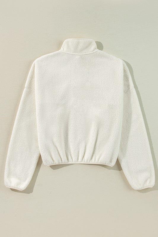 Fleece Placket Collar Drop Shoulder Sweatshirt - RaeLynns Boutique