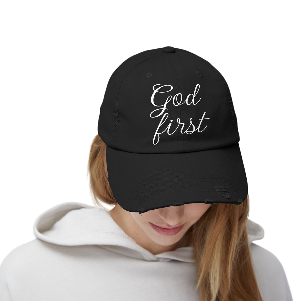God First Distressed Baseball Cap — Christian Faith Baseball Hat - RaeLynns Boutique