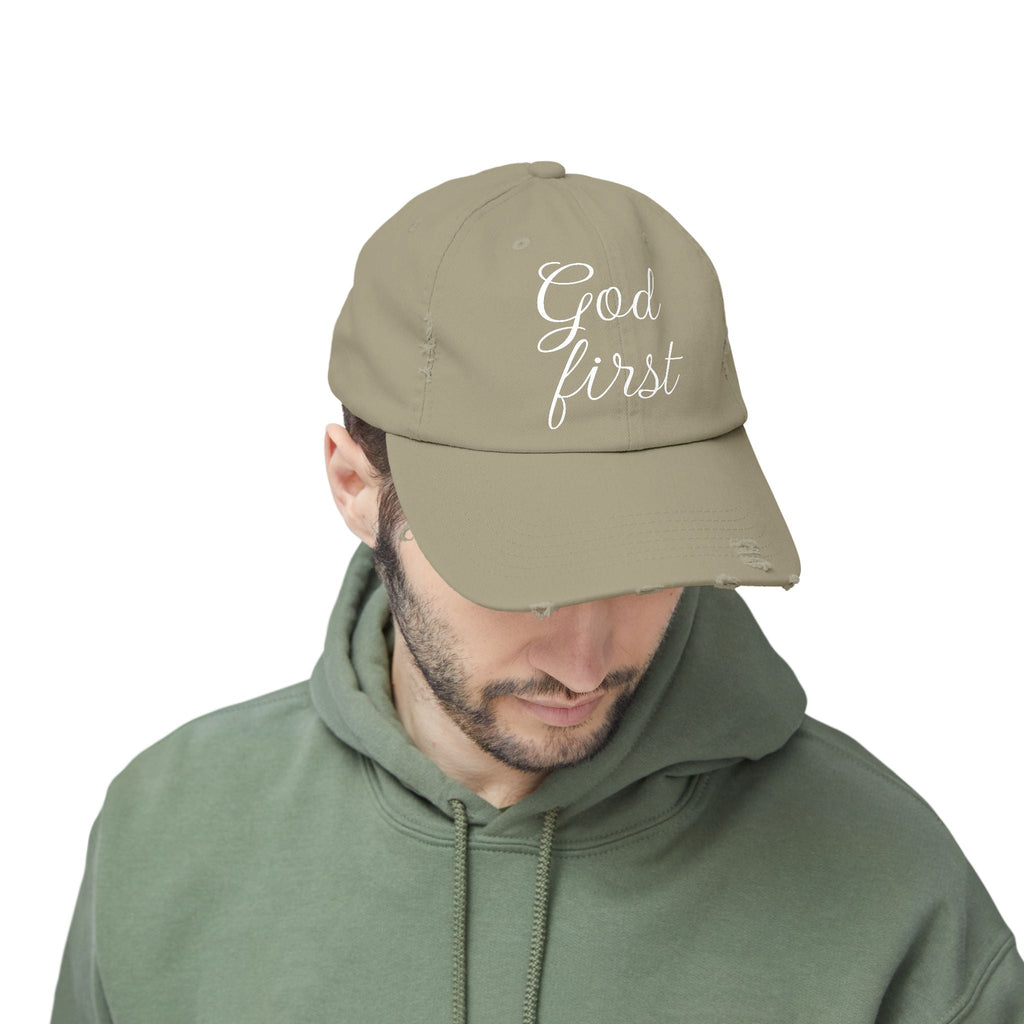 God First Distressed Baseball Cap — Christian Faith Baseball Hat - RaeLynns Boutique