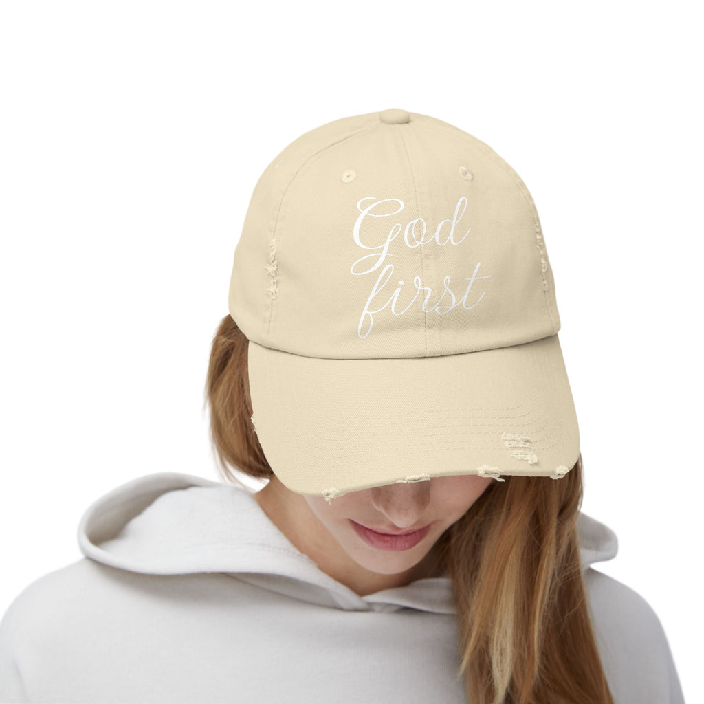 God First Distressed Baseball Cap — Christian Faith Baseball Hat - RaeLynns Boutique