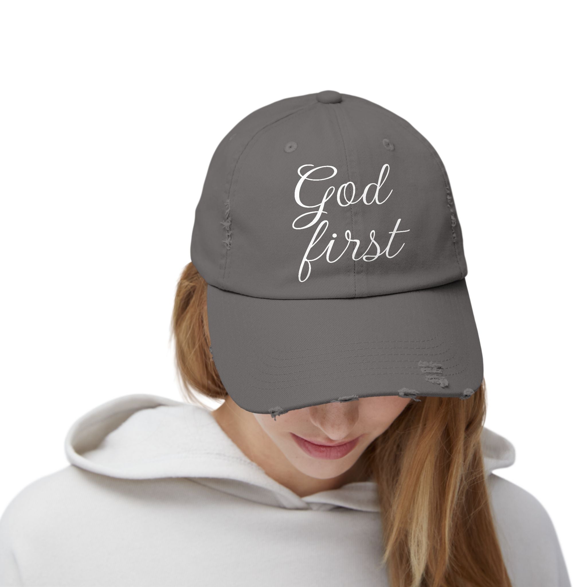 God First Distressed Baseball Cap — Christian Faith Baseball Hat - RaeLynns Boutique