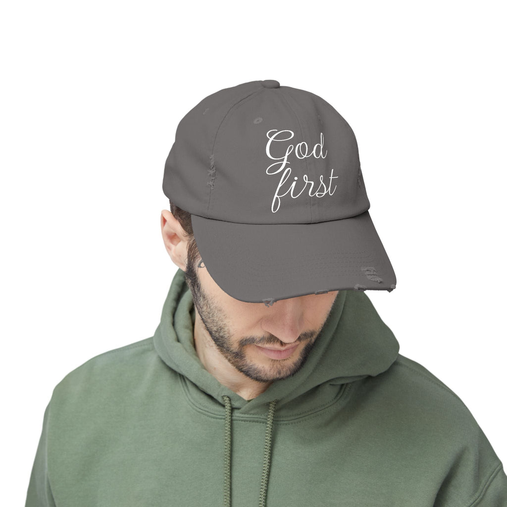 God First Distressed Baseball Cap — Christian Faith Baseball Hat - RaeLynns Boutique