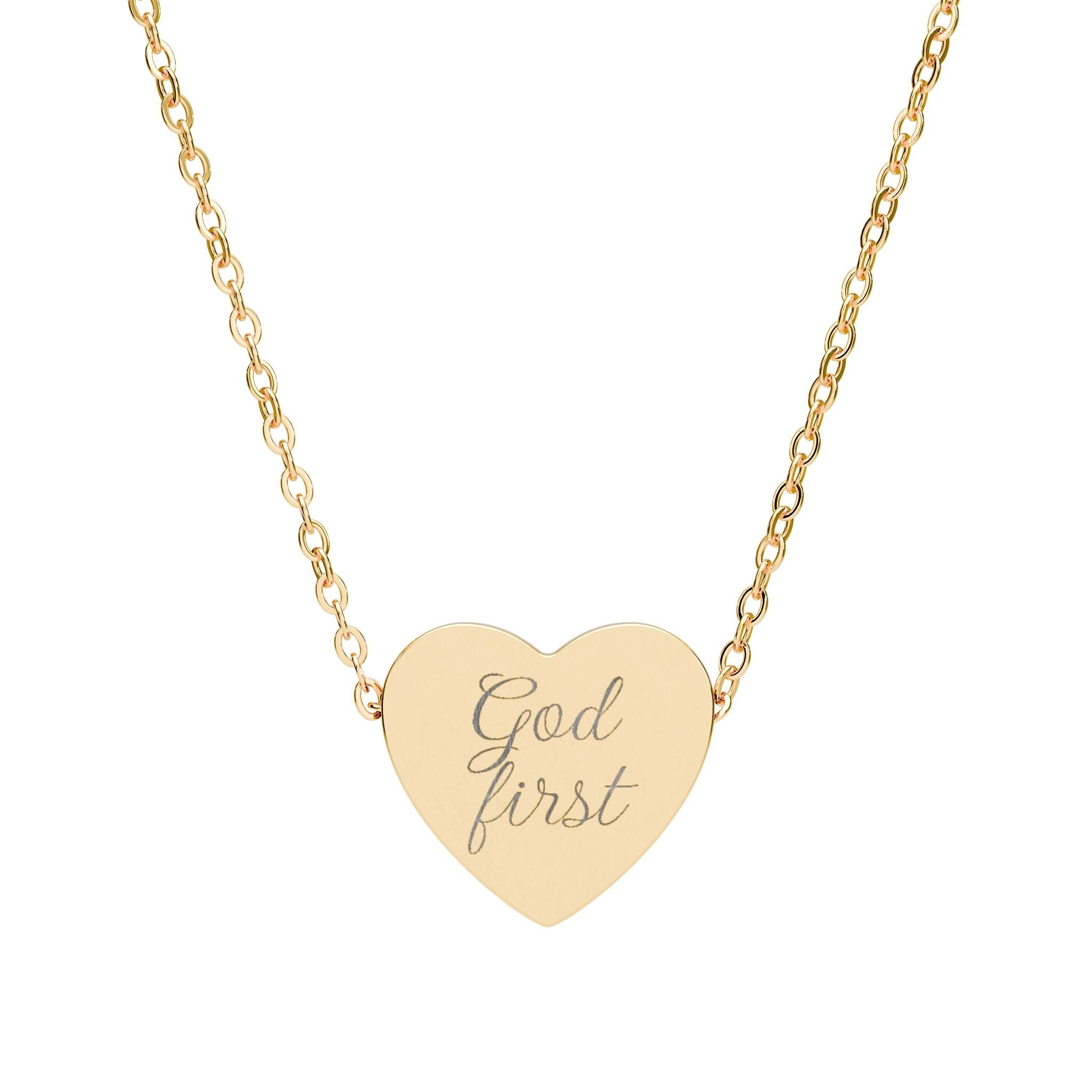 God First heart Necklace | Engraved Religious Scripture Pendant, Faith Jewelry - RaeLynns Boutique