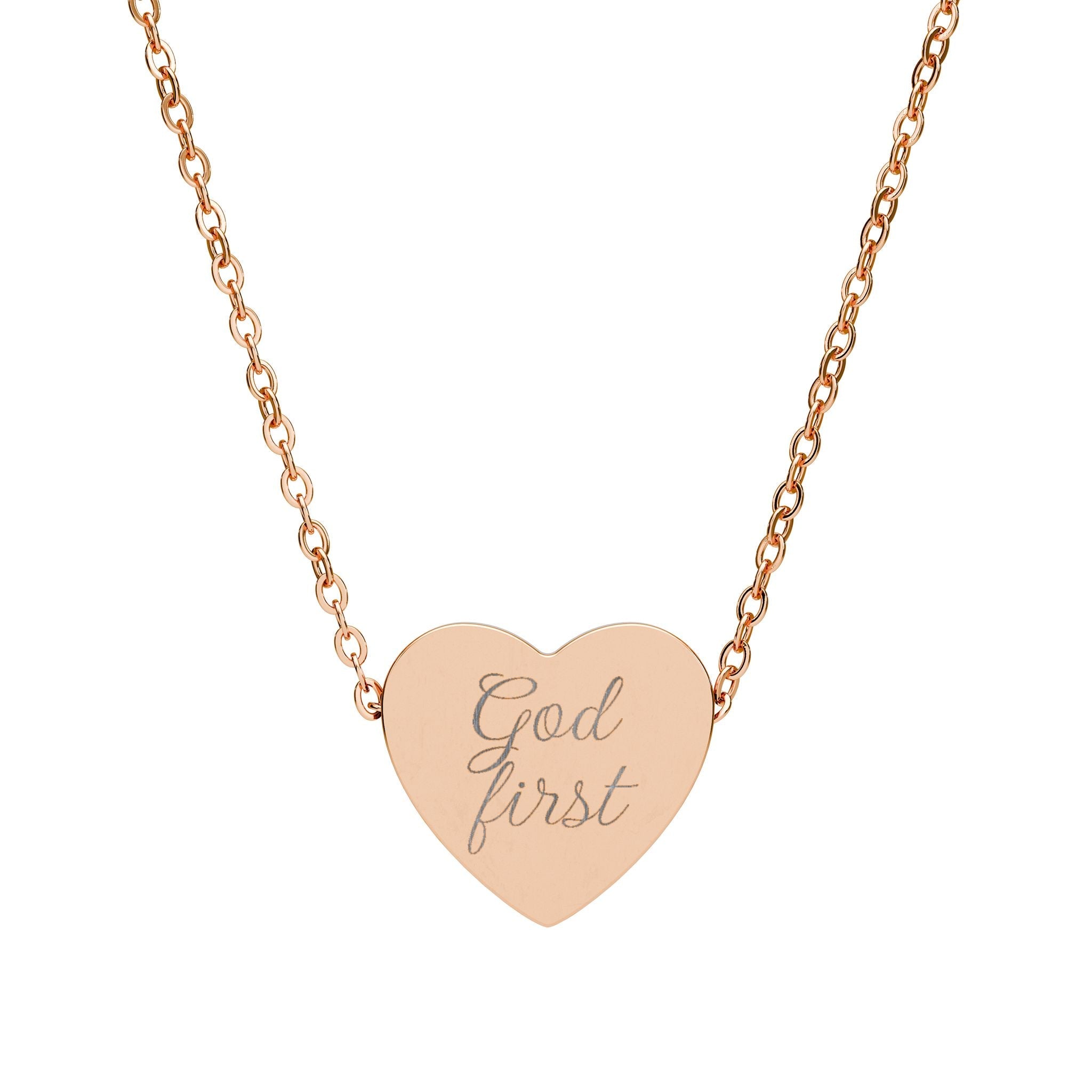 God First heart Necklace | Engraved Religious Scripture Pendant, Faith Jewelry - RaeLynns Boutique