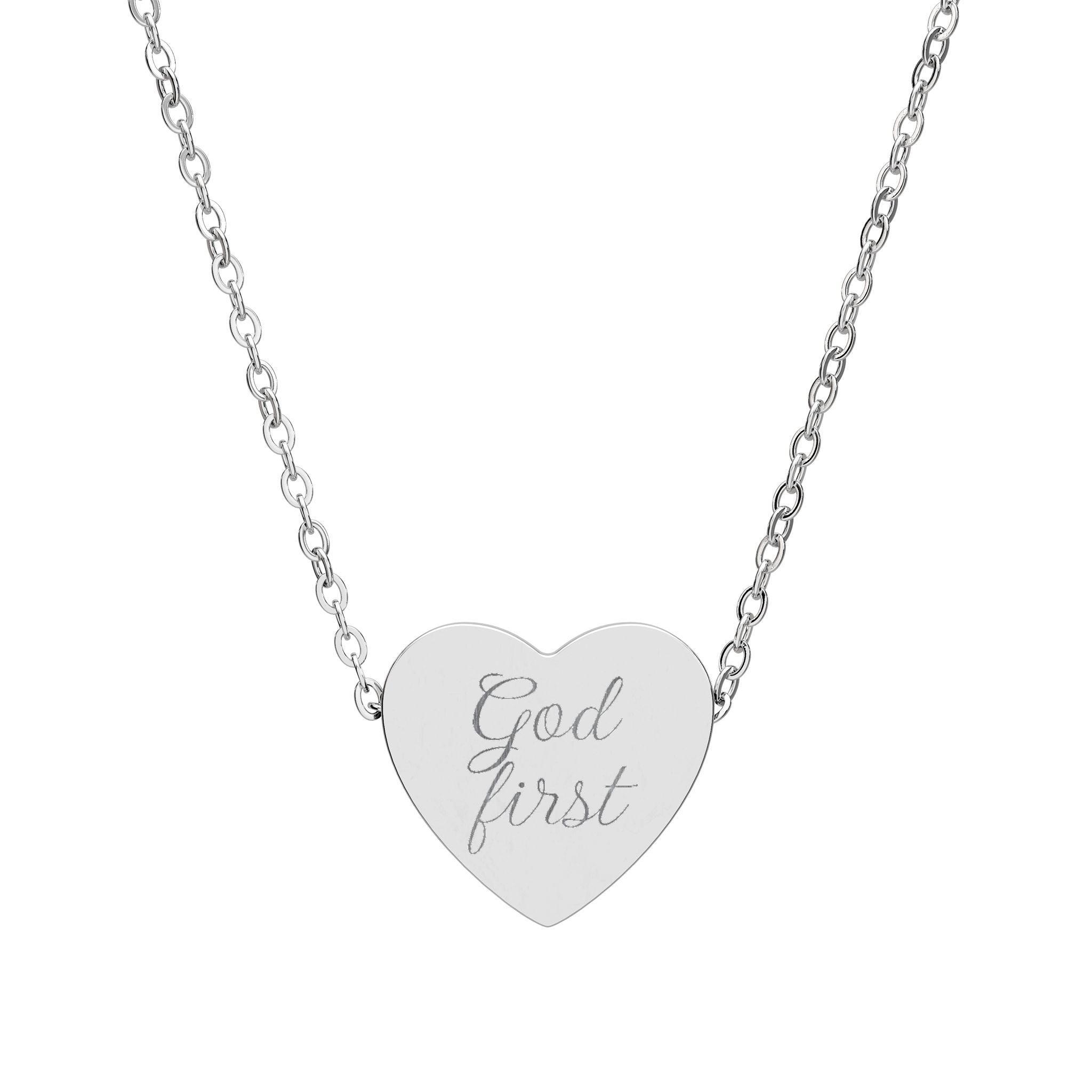 God First heart Necklace | Engraved Religious Scripture Pendant, Faith Jewelry - RaeLynns Boutique
