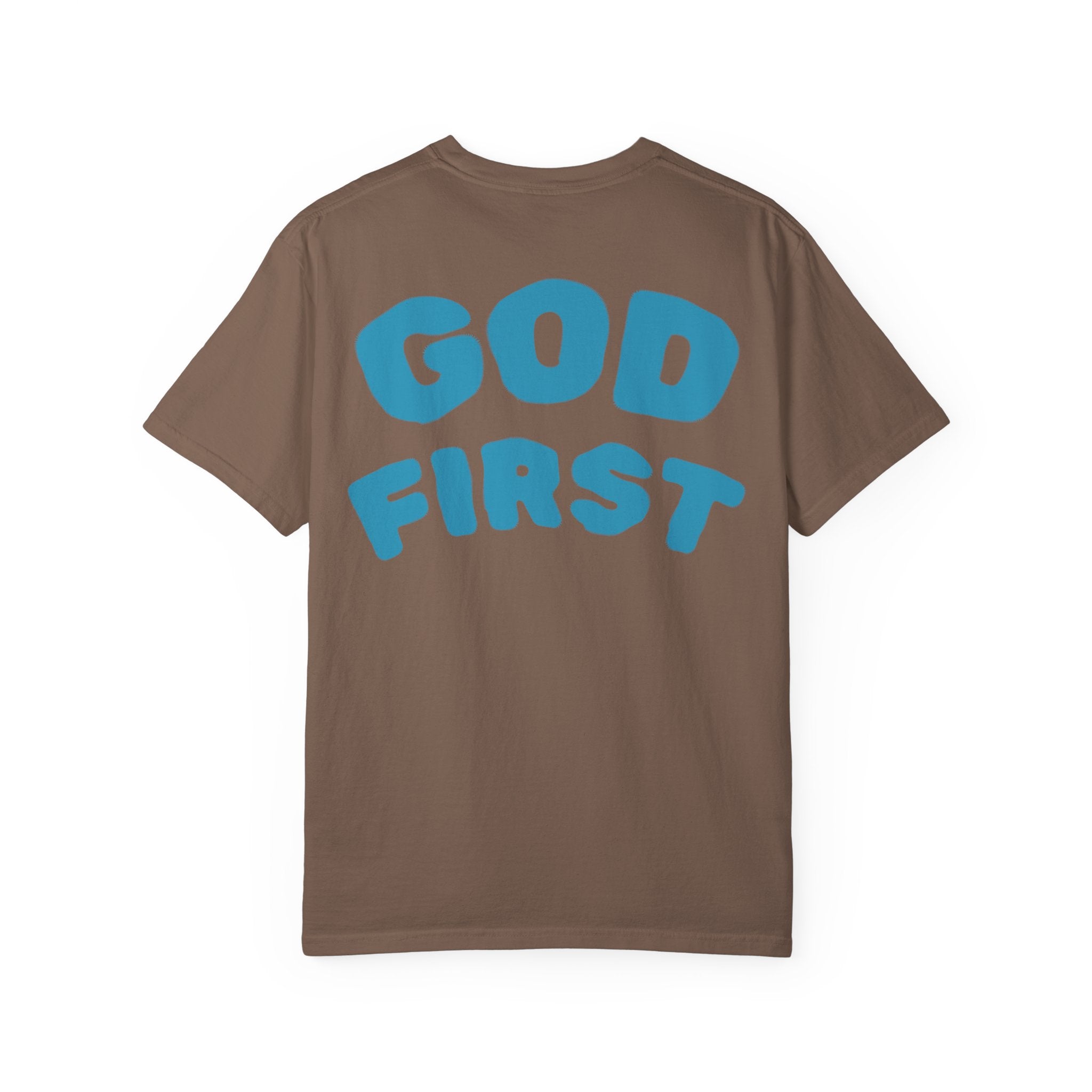 God First T-Shirt — Faith Message Tee (White, Pink Lettering) - RaeLynns Boutique