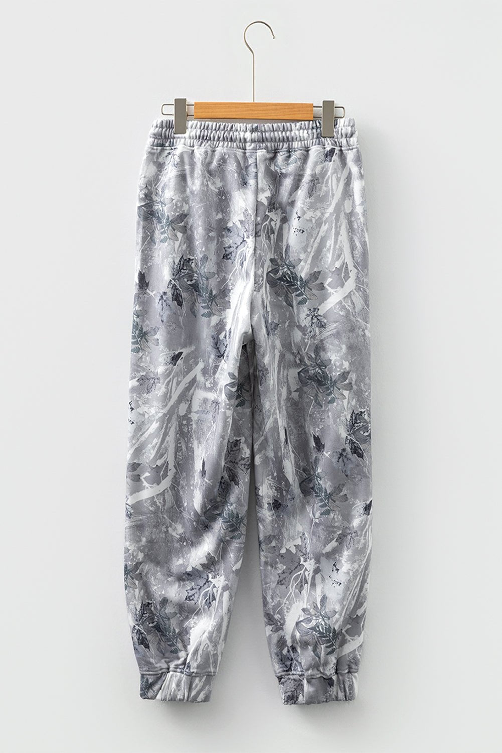 Gray Camo Print Cozy Drawstring Elastic Waist Jogger Pants - Raelynns&Co