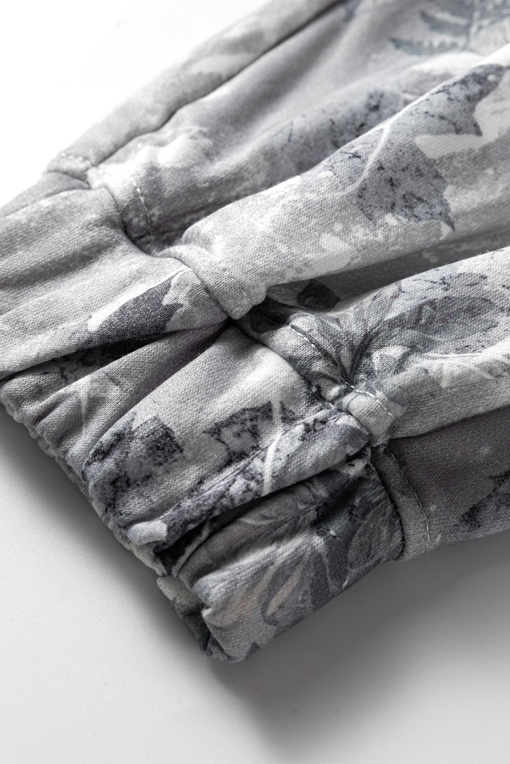 Gray Camo Print Cozy Drawstring Elastic Waist Jogger Pants - Raelynns&Co