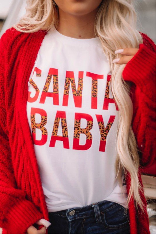 Leopard Santa Baby Graphic Tee - RaeLynns Boutique