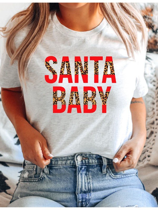 Leopard Santa Baby Graphic Tee - RaeLynns Boutique