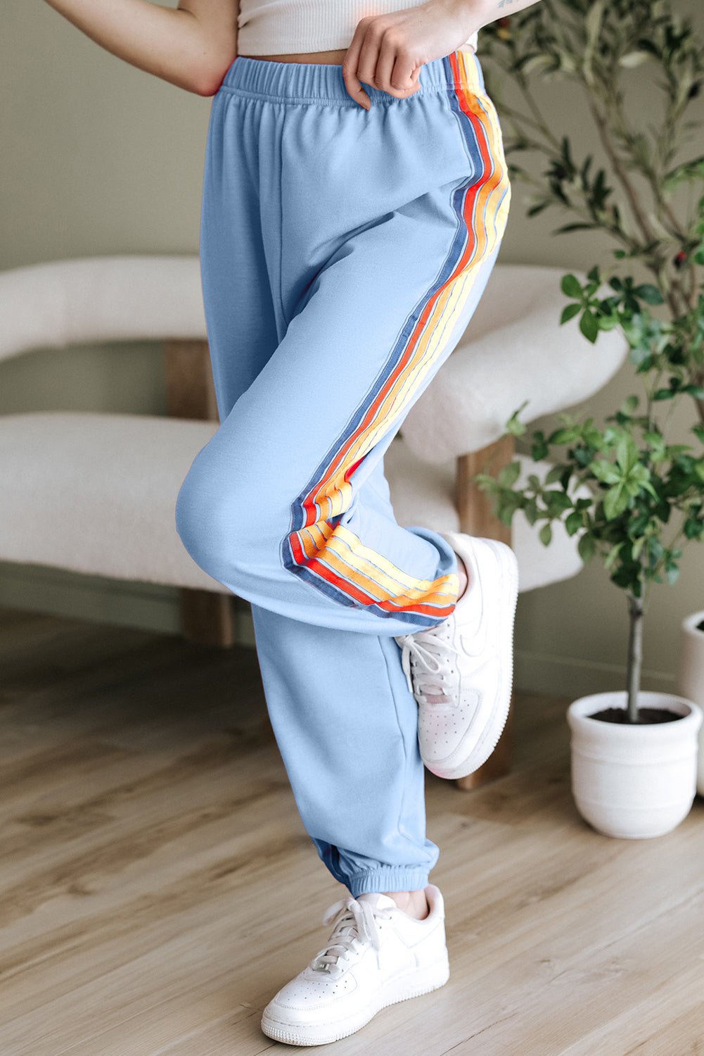 Light Blue Counting Rainbows High Waist Sweatpants - Raelynns&Co