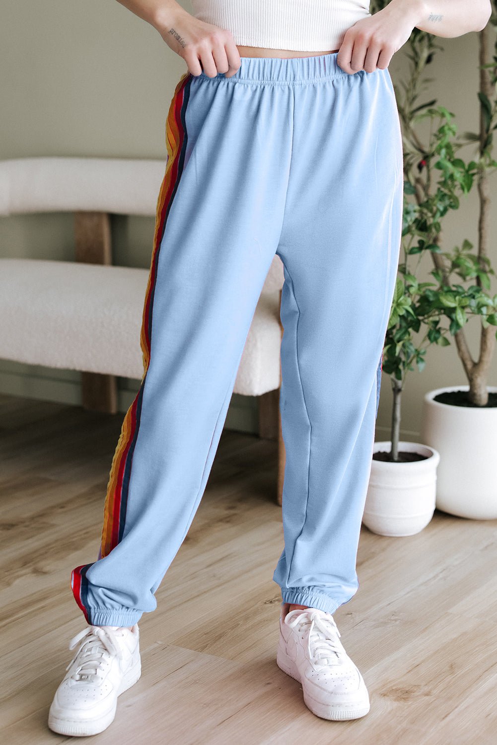 Light Blue Counting Rainbows High Waist Sweatpants - Raelynns&Co