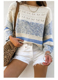 Light Blue Open Stitch Puff Sleeve Sweater - RaeLynns Boutique