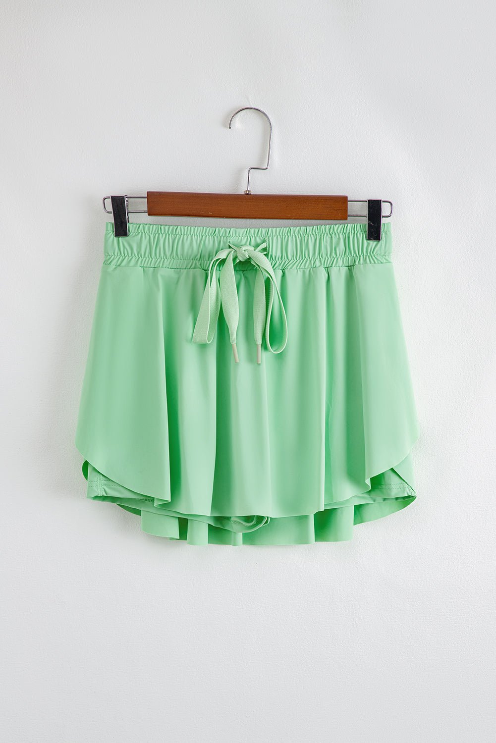 Light Green Drawstring Elastic Waistband Lined Tennis Skorts - Raelynns&Co