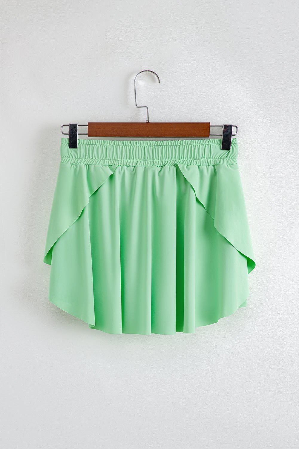 Light Green Drawstring Elastic Waistband Lined Tennis Skorts - Raelynns&Co