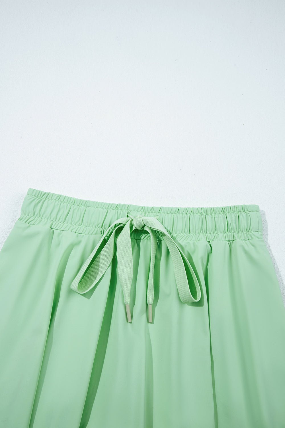 Light Green Drawstring Elastic Waistband Lined Tennis Skorts - Raelynns&Co