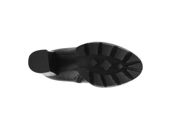 LONDON RAG BEATRIZ CROC PRINT BLOCK HEEL BOOTS - RaeLynns Boutique