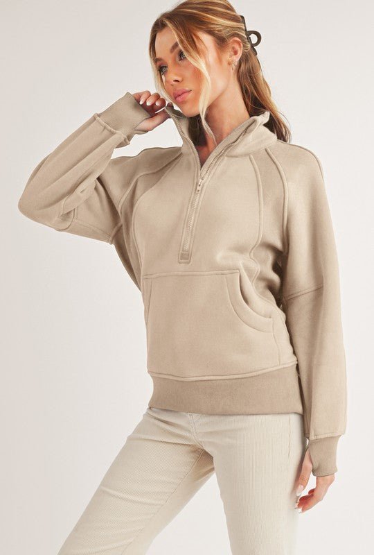 Long Dove Funnel Neck Half Long Zip - RaeLynns Boutique