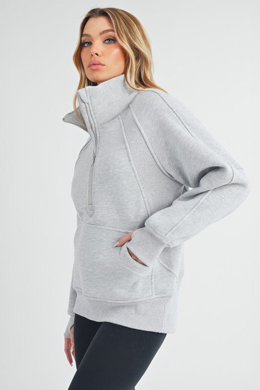 Long Dove Funnel Neck Half Long Zip - RaeLynns Boutique