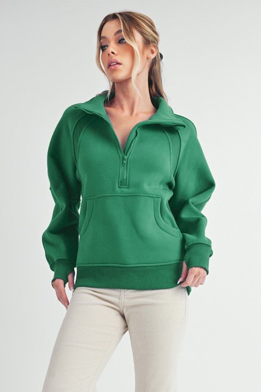 Long Dove Funnel Neck Half Long Zip - RaeLynns Boutique