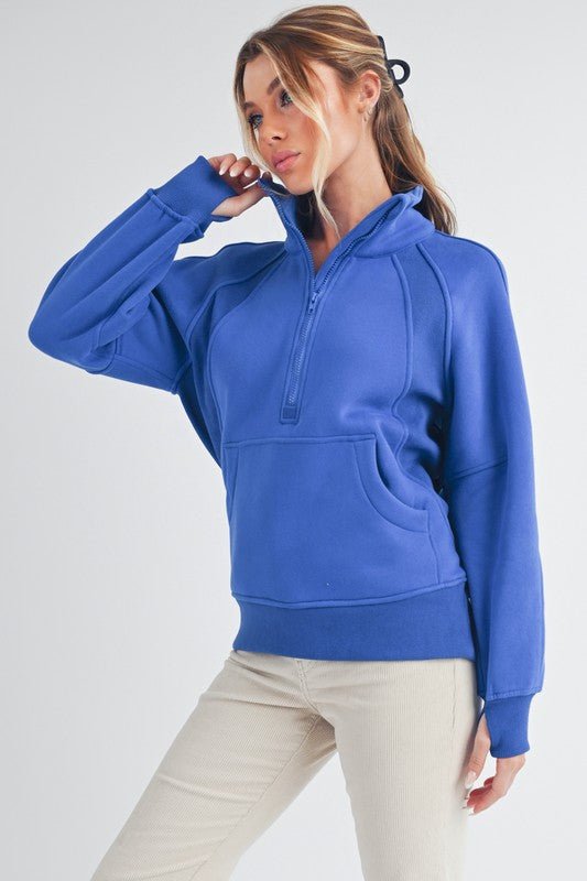 Long Dove Funnel Neck Half Long Zip - RaeLynns Boutique
